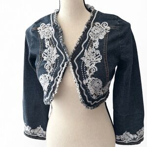 Y2K Mary-Kate & Ashley Embroidered Denim Bolero Jacket Girls XL or Adult XS